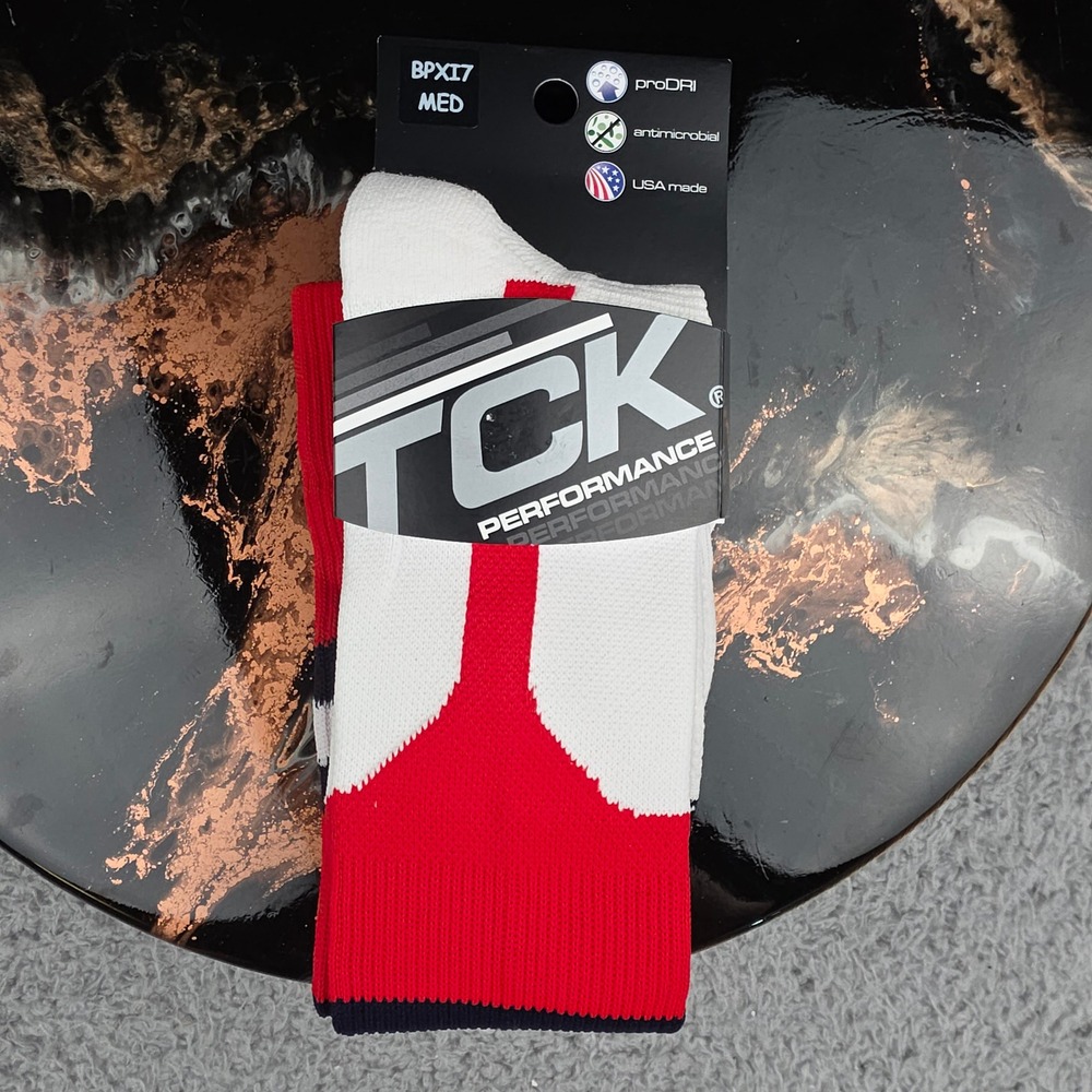TCK Performance Baseball‎ Socks Medium Red White Athletic Mens